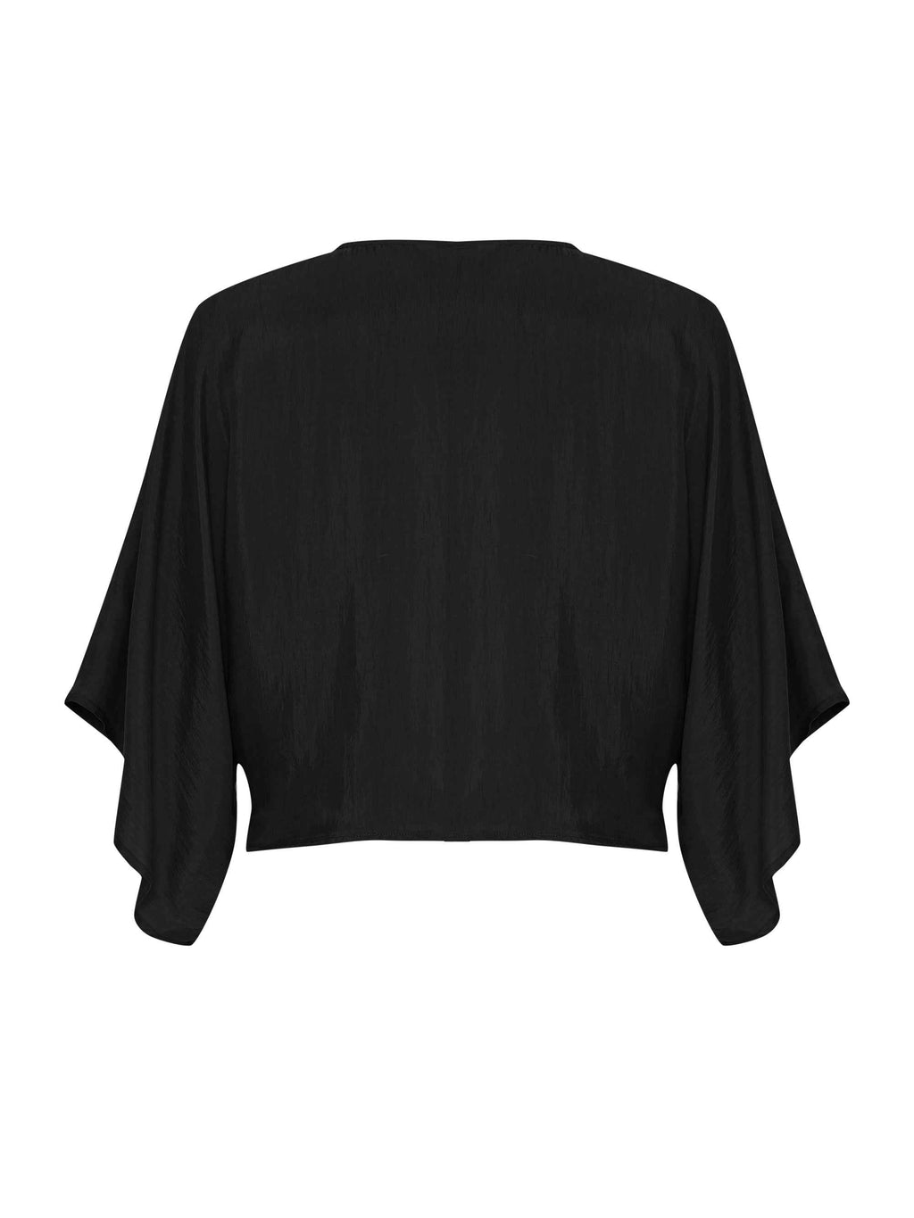 Lucid Knot Top in Black - Wide Sleeve, Twist Front Detail, Premium TENCEL™ Luxe & ECOVISCOSE Fabric, One Size