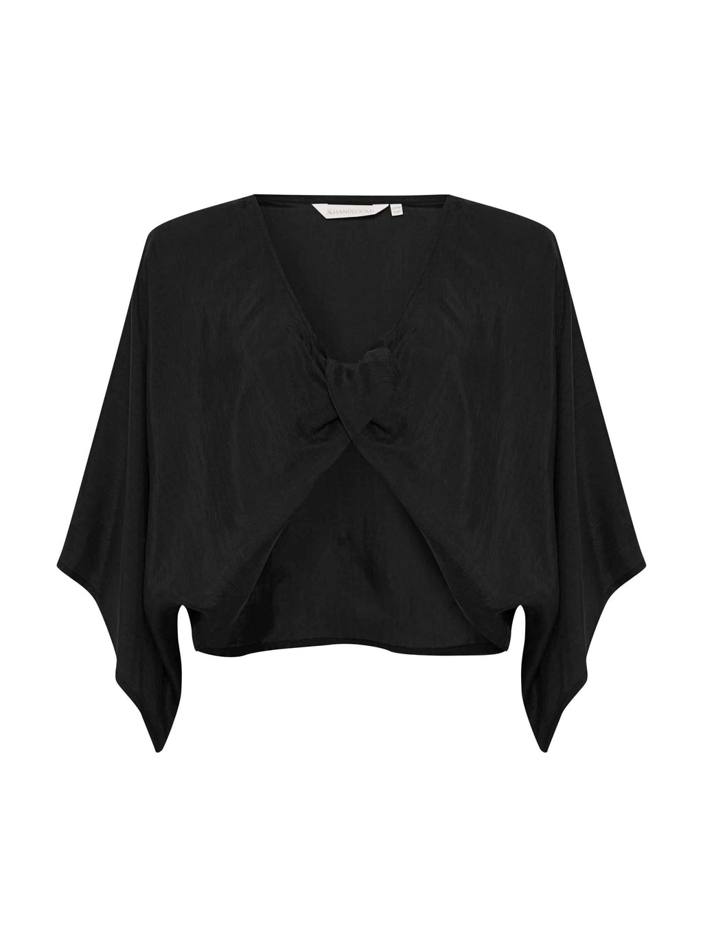 Lucid Knot Top in Black - Wide Sleeve, Twist Front Detail, Premium TENCEL™ Luxe & ECOVISCOSE Fabric, One Size
