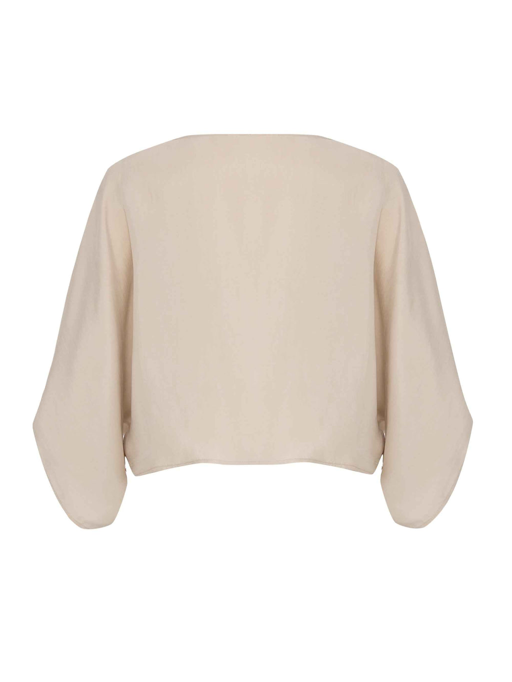 Lucid Knot Top in Sand - Wide-Sleeve Elegant Twist-Front Blouse
