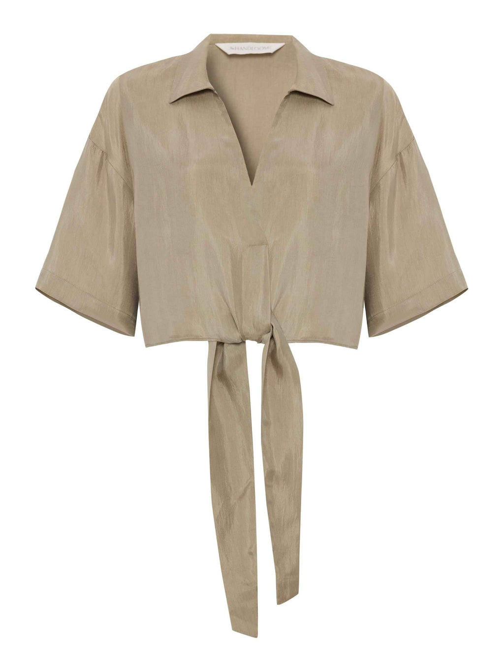 Lucid Tie-Front Shirt in Khaki Green