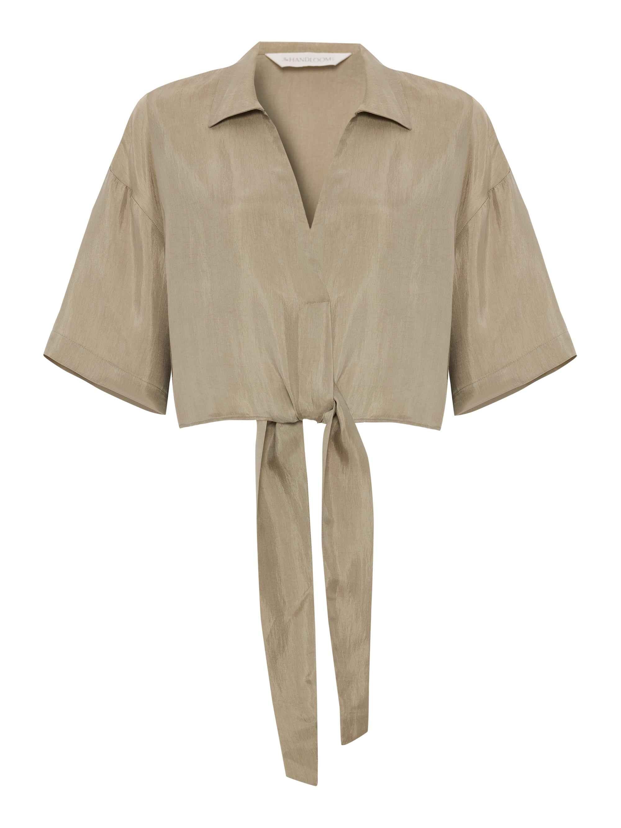 Lucid Tie-Front Shirt in Khaki Green