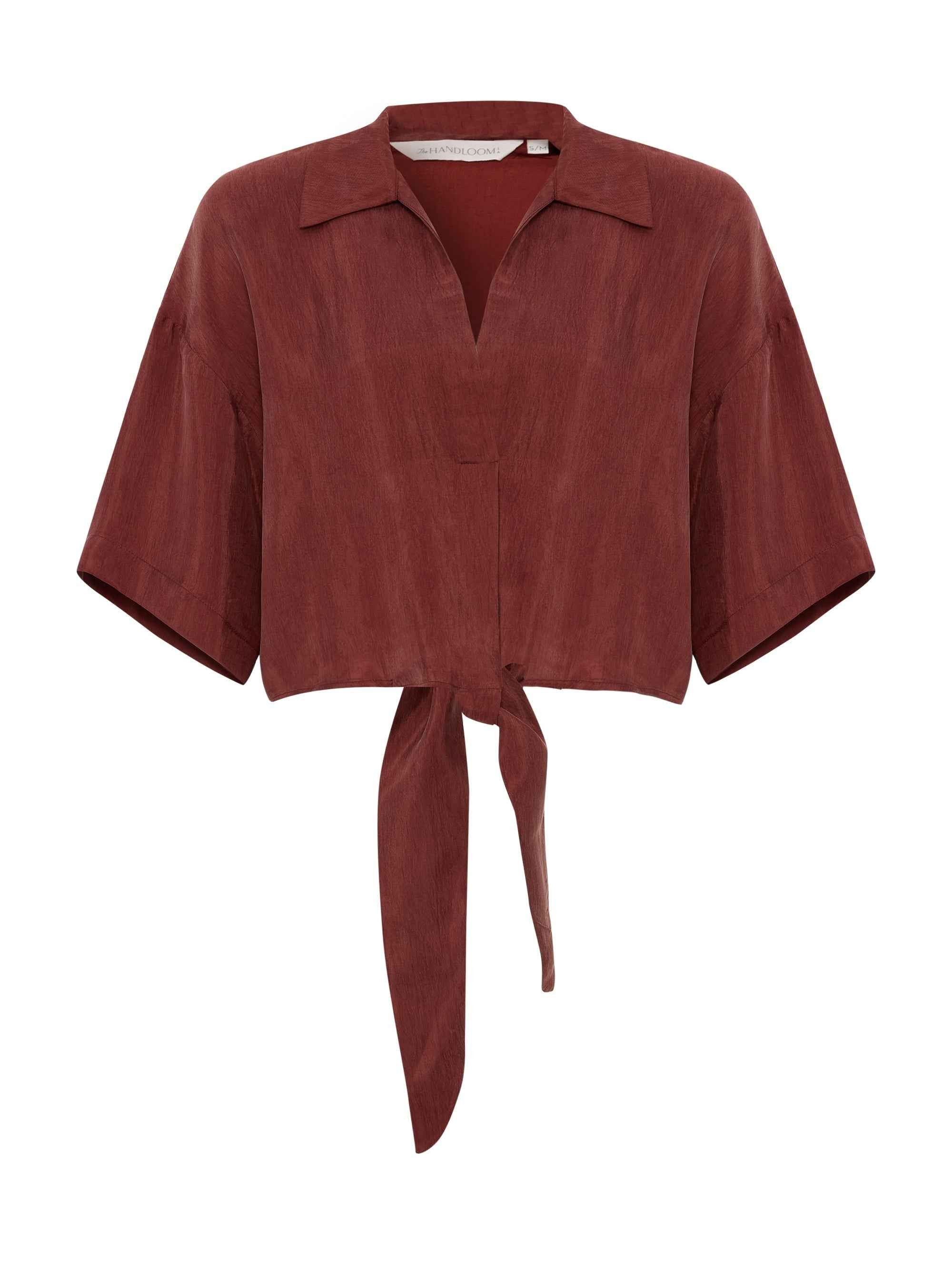 Lucid Tie-Front Shirt in Burgundy