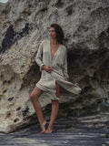 Terra Khaki Green Shirt Dress in Lightweight Turkish Cotton