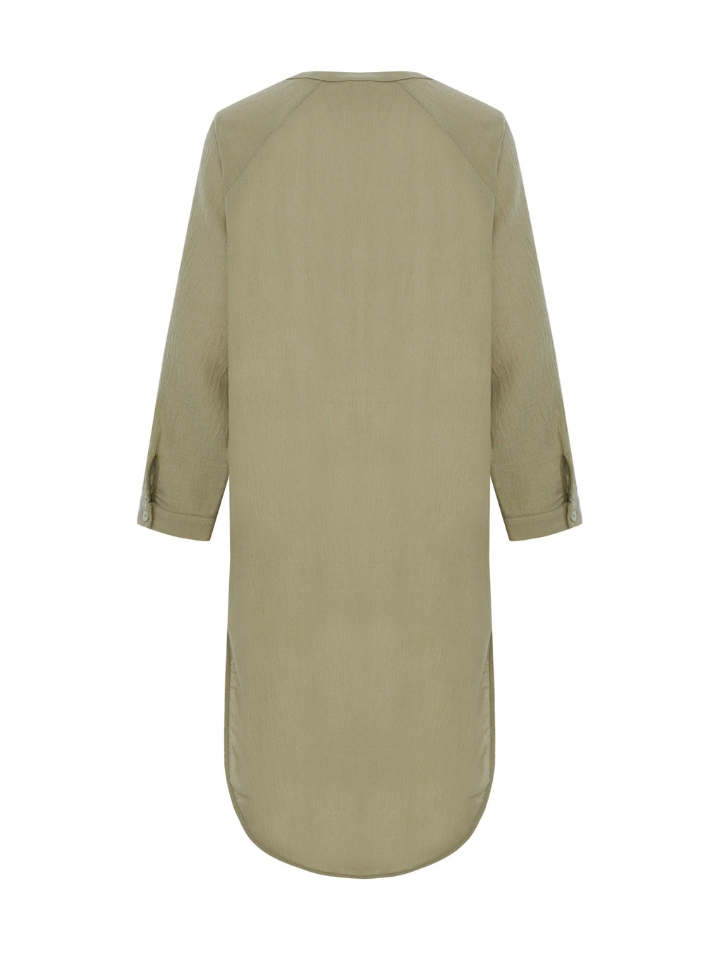 Terra Khaki Green Shirt Dress in Lightweight Turkish Cotton