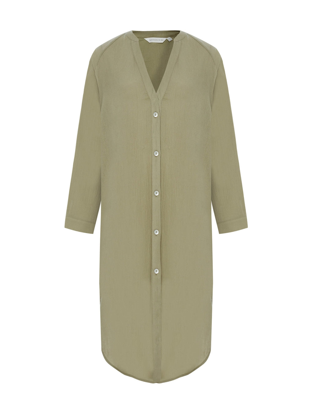 Terra Khaki Green Shirt Dress in Lightweight Turkish Cotton