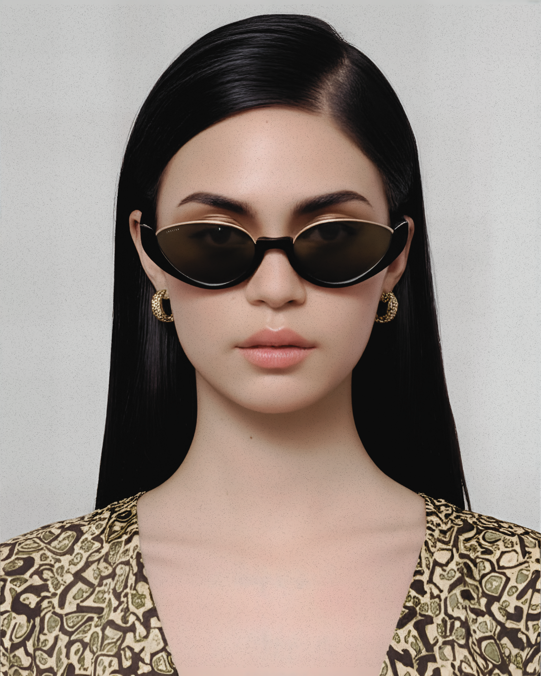 Cossino Monaco Amor Acetate Cat-Eye Sunglasses – Black Frame with Gold Details, UV400 Nylon Lenses