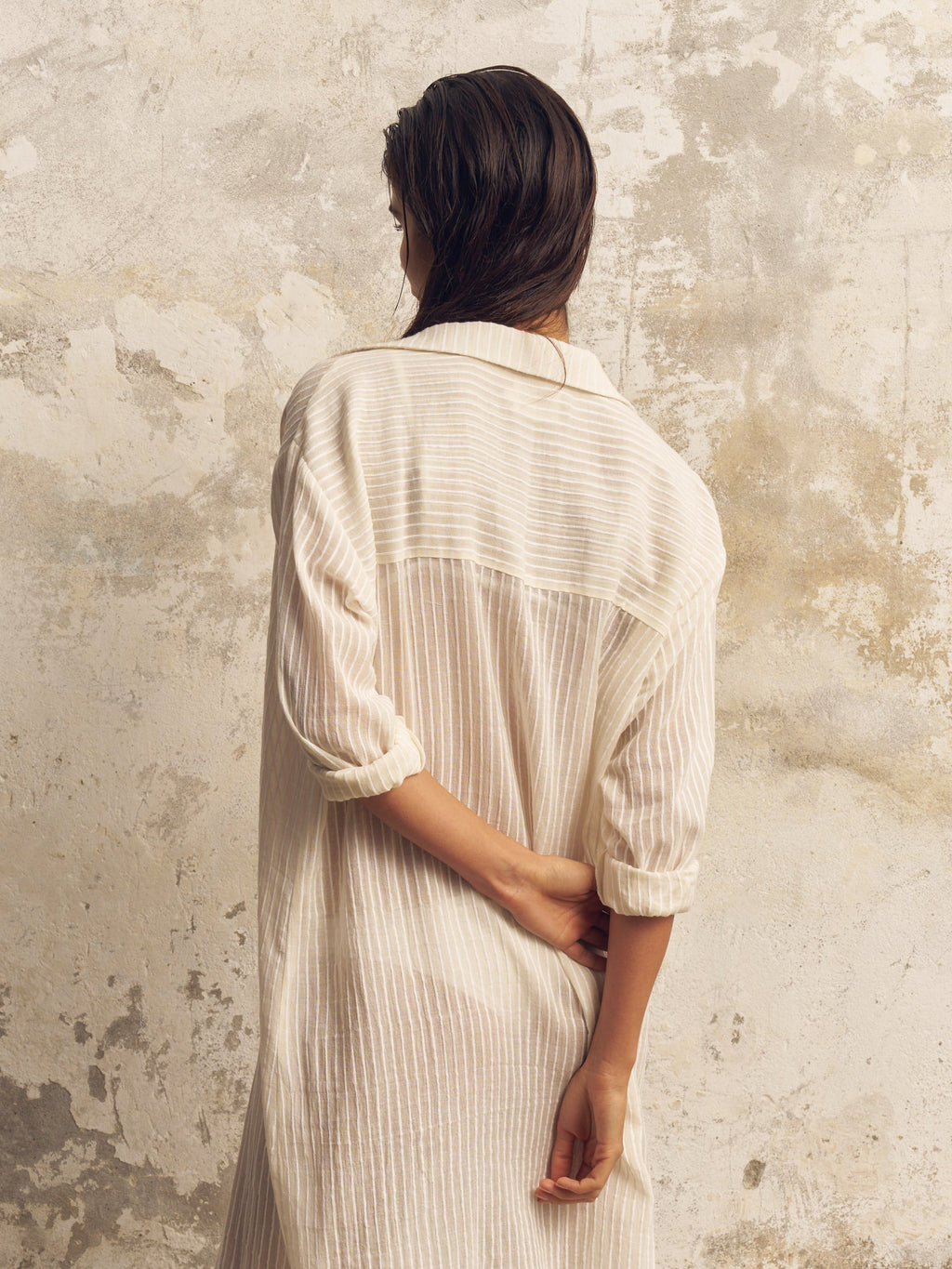 Voyage White Striped Button-Down Shirt Dress in 100% Turkish Cotton