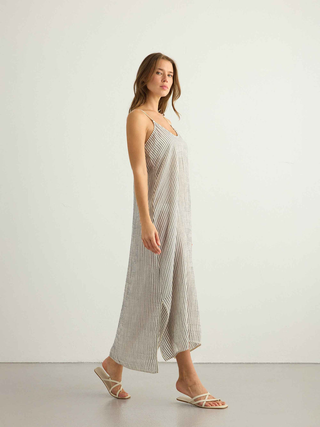 Yaz Dress in Black and White Stripes – Lightweight Maxi Summer Dress with Adjustable Straps