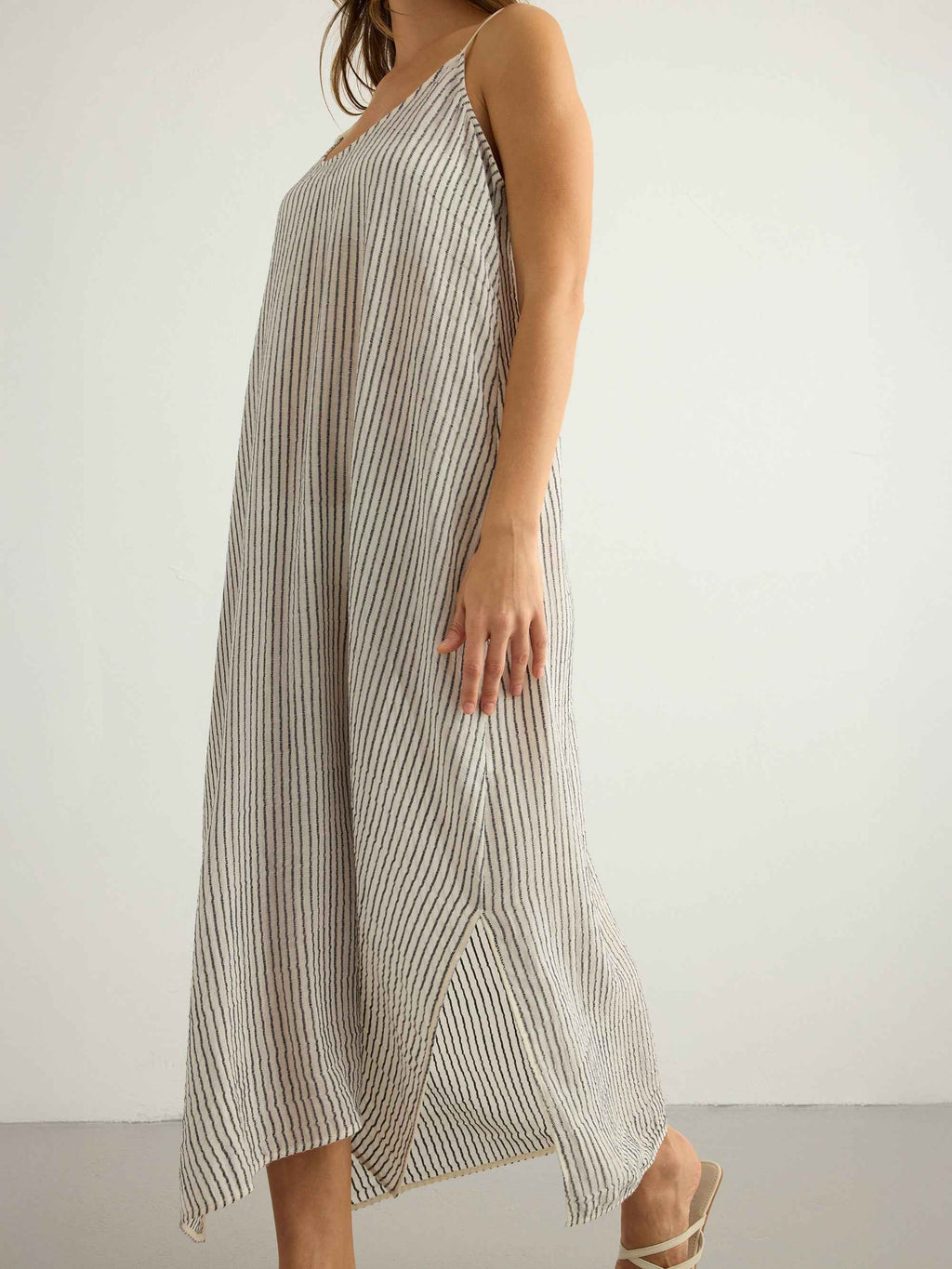 Yaz Dress in Black and White Stripes – Lightweight Maxi Summer Dress with Adjustable Straps