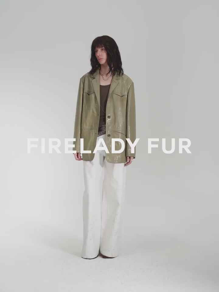 "Windsor Past" Wide-Shoulder Waxed Leather Suit Jacket