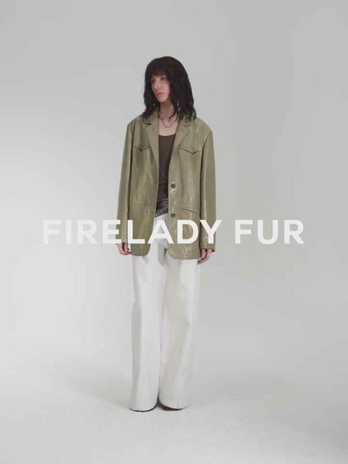 "Windsor Past" Wide-Shoulder Waxed Leather Suit Jacket
