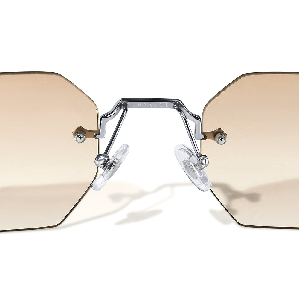Aplos Hexagon Rimless Sunglasses – Minimalist Unisex Designer Shades with UV400 Protection
