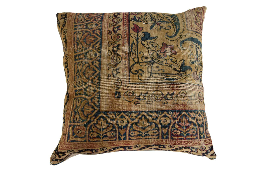 Antique Kerman Rug Fragment Decorative Pillow