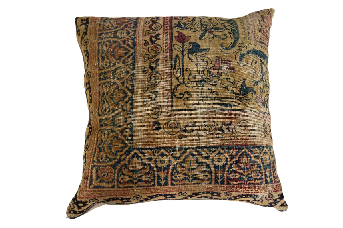 Antique Kerman Rug Fragment Decorative Pillow