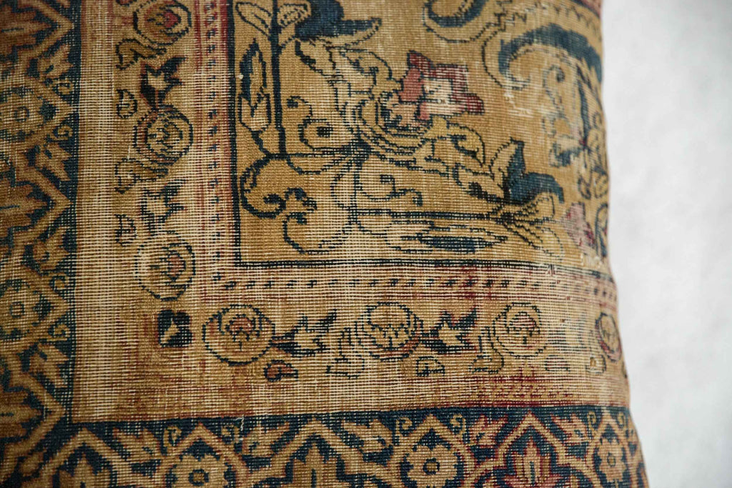 Antique Kerman Rug Fragment Decorative Pillow