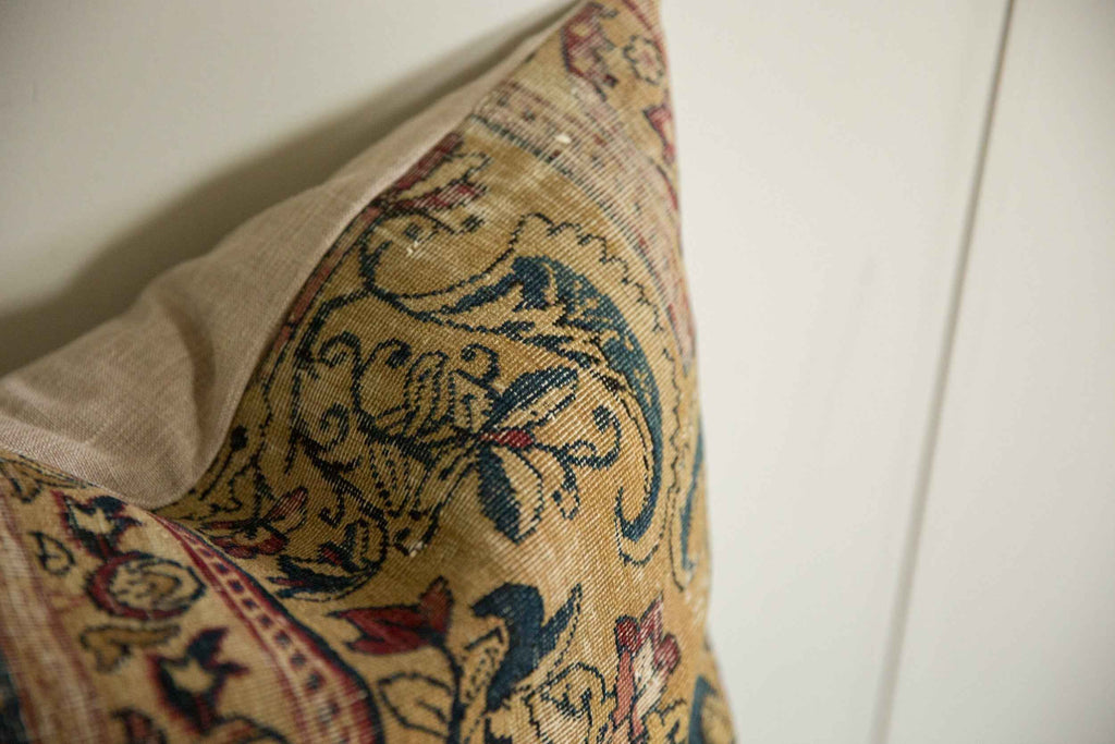 Antique Kerman Rug Fragment Decorative Pillow