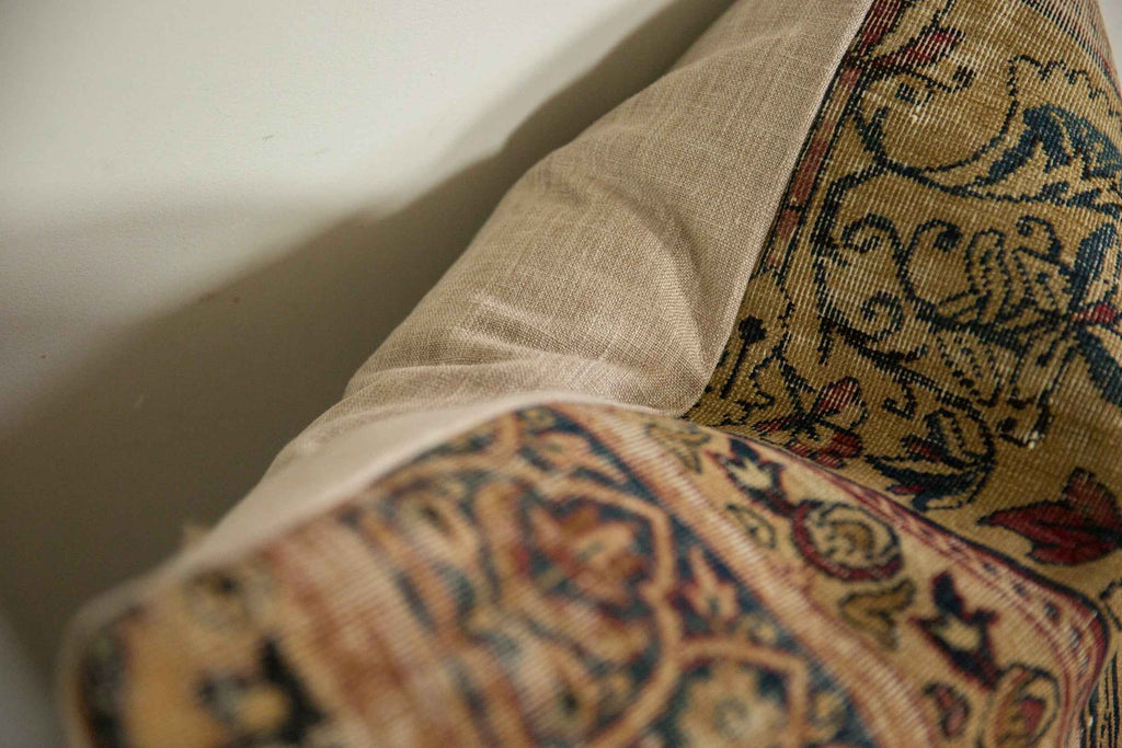 Antique Kerman Rug Fragment Decorative Pillow