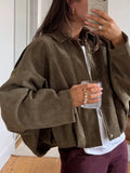 Zip Up Oversized Jacket in brown