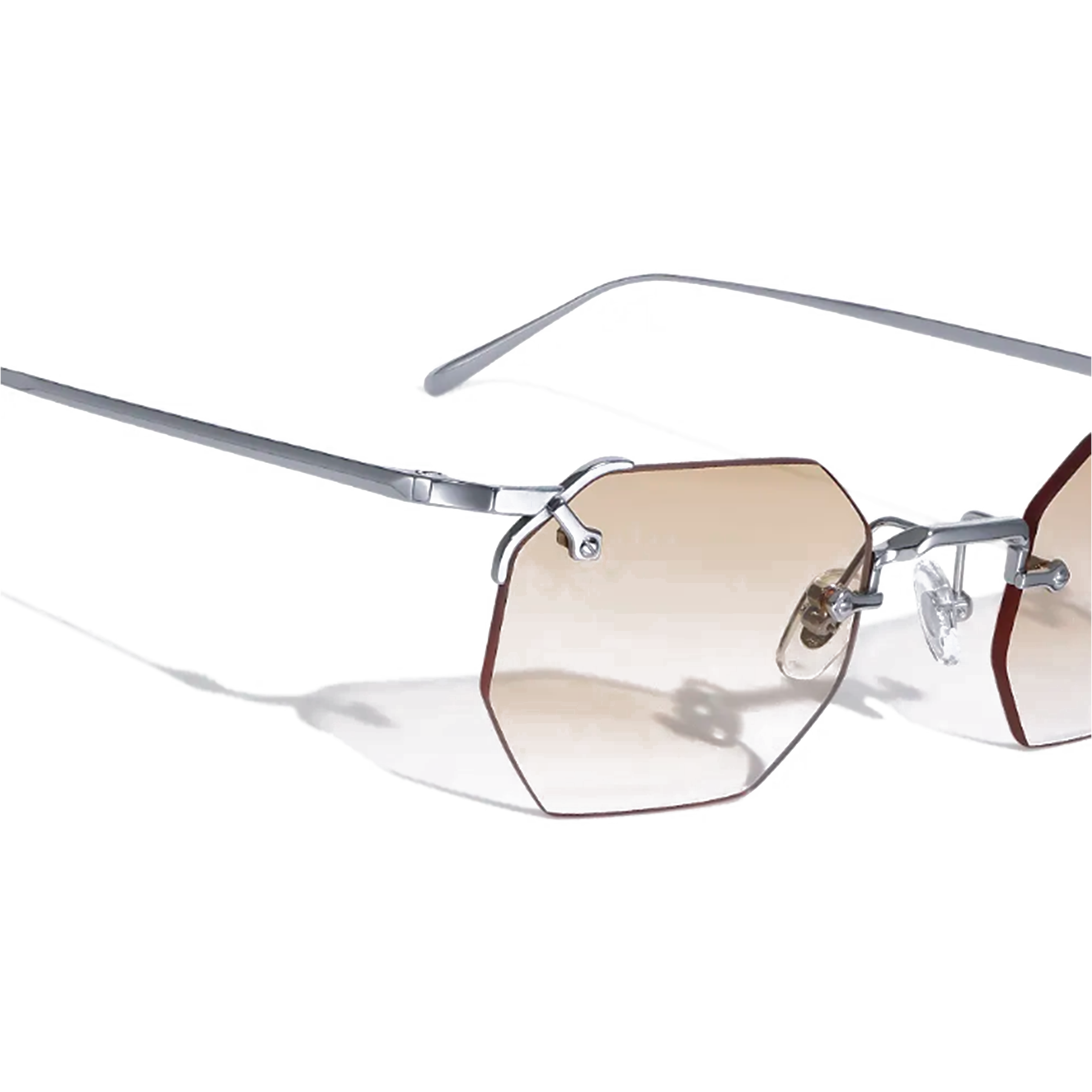 Aplos Hexagon Rimless Sunglasses – Minimalist Unisex Designer Shades with UV400 Protection
