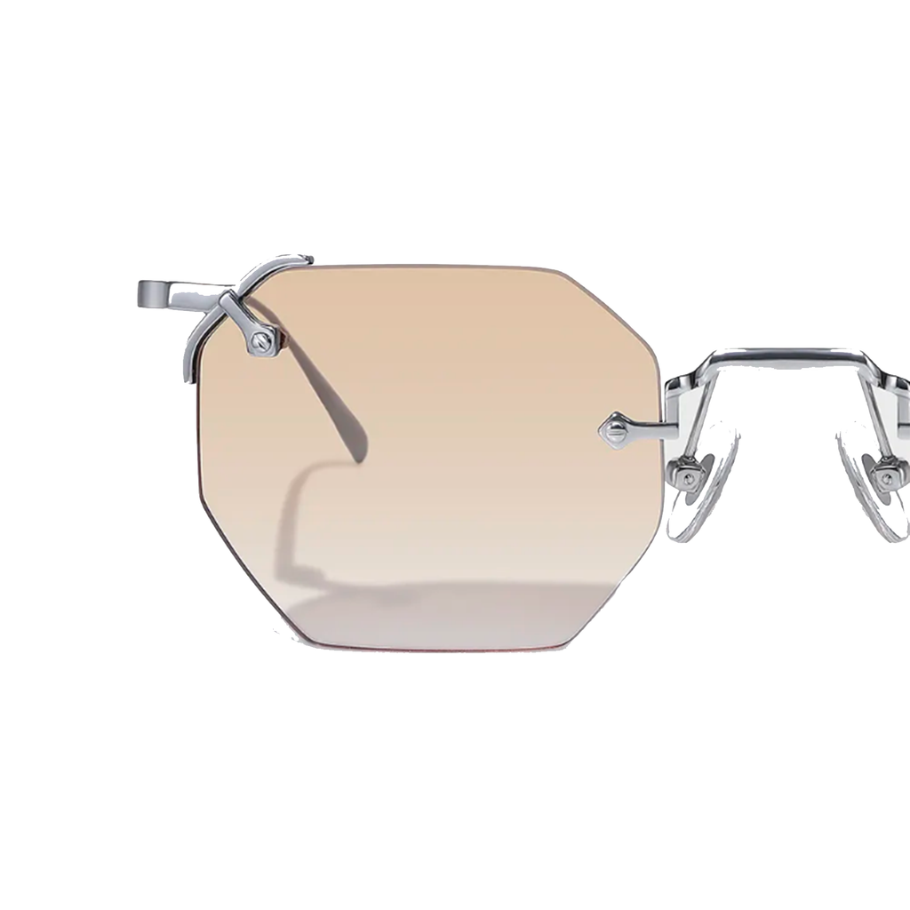 Aplos Hexagon Rimless Sunglasses – Minimalist Unisex Designer Shades with UV400 Protection