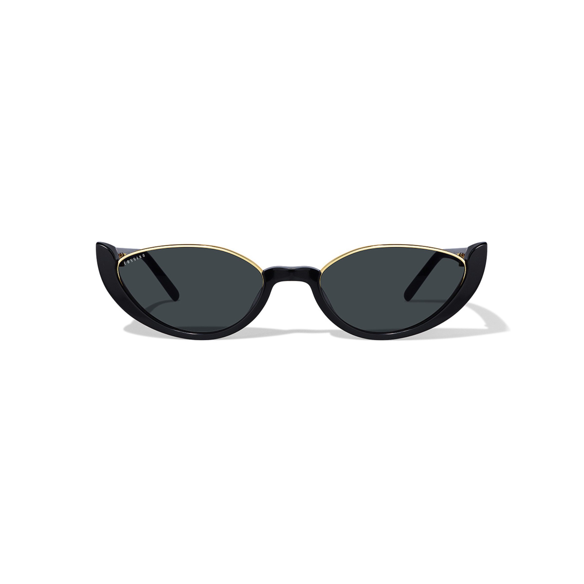 Cossino Monaco Amor Acetate Cat-Eye Sunglasses – Black Frame with Gold Details, UV400 Nylon Lenses
