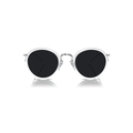 Clara Ultimate Chic Luxury Round Sunglasses – White and Silver Half-Frame with UV400 Protection