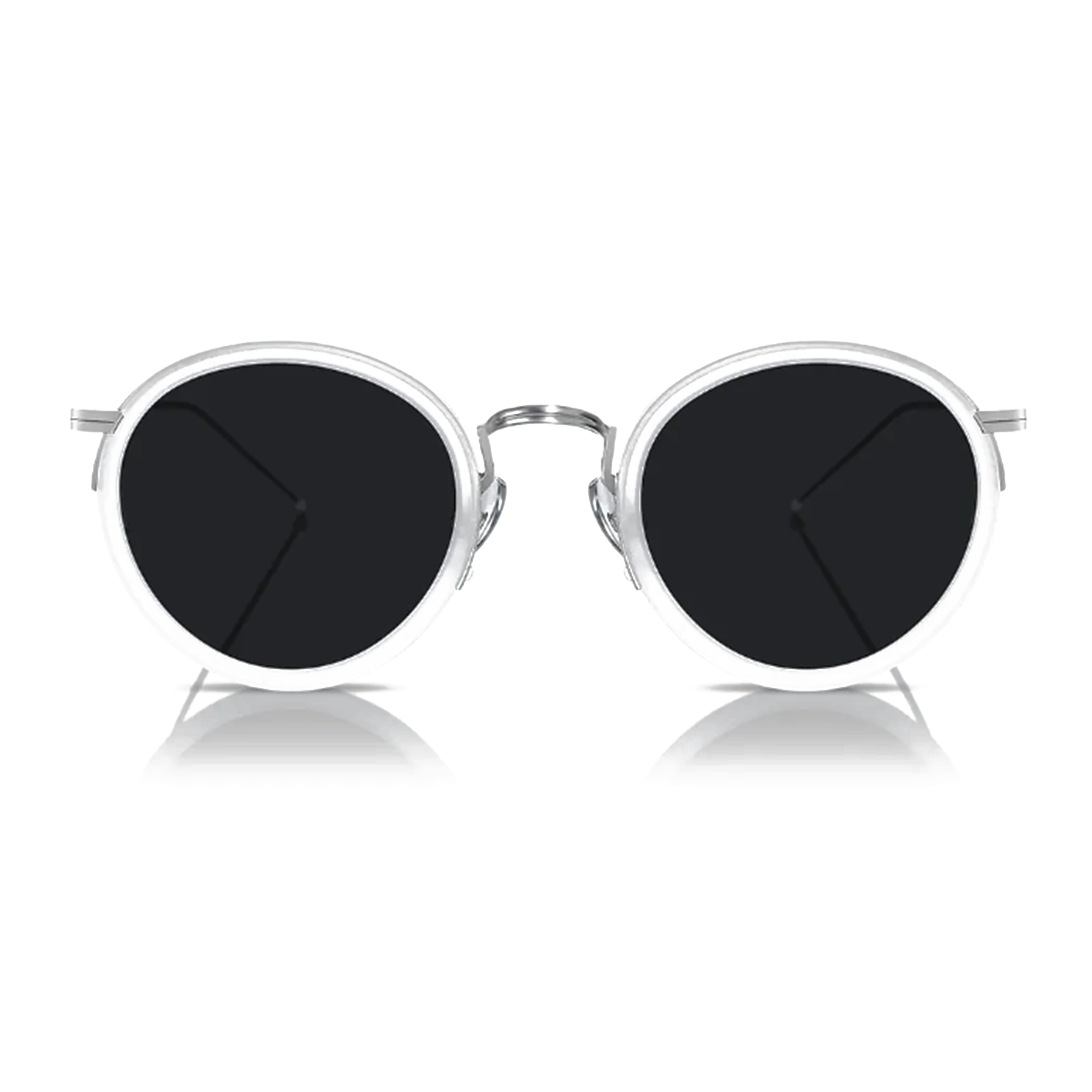Clara Ultimate Chic Luxury Round Sunglasses – White and Silver Half-Frame with UV400 Protection