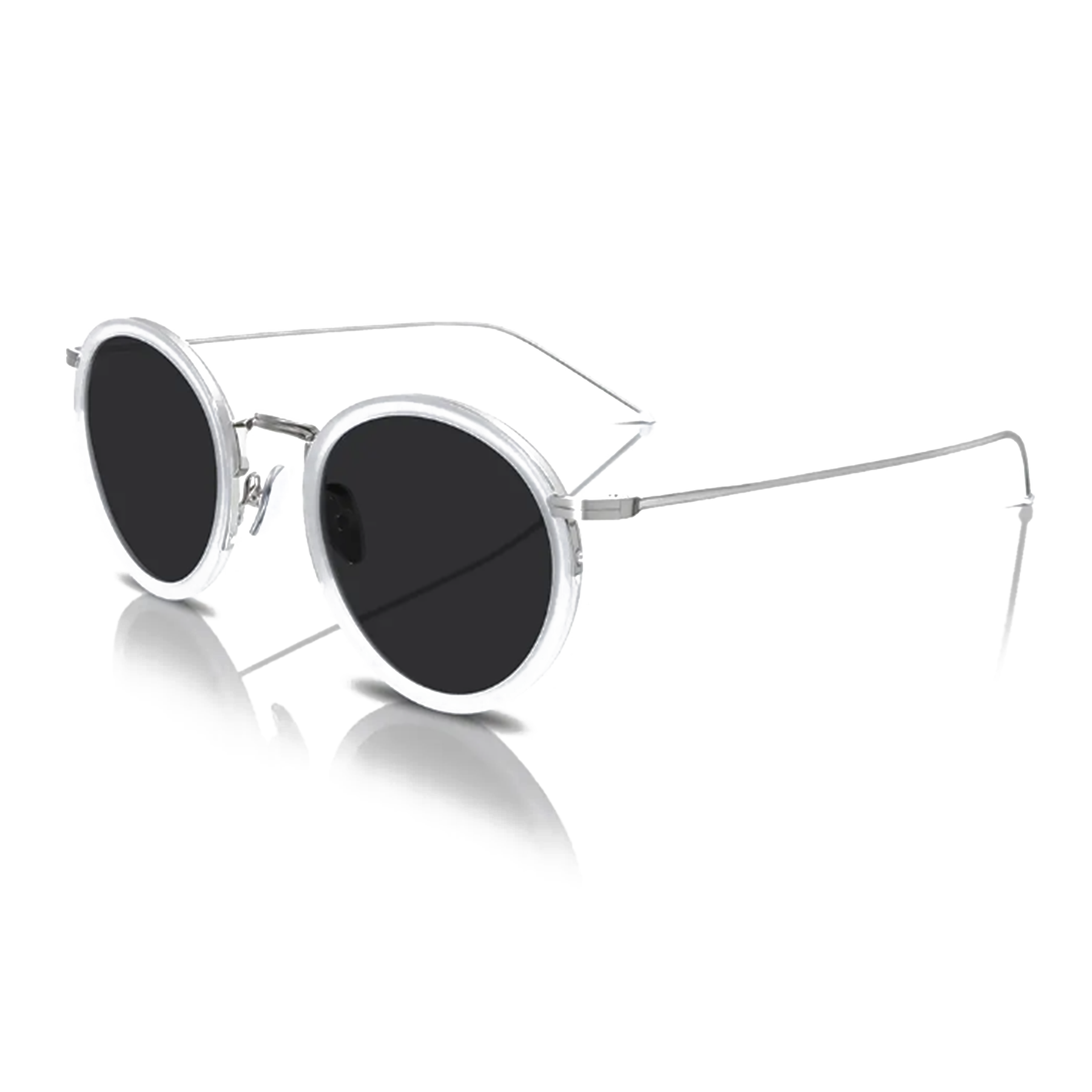 Clara Ultimate Chic Luxury Round Sunglasses – White and Silver Half-Frame with UV400 Protection