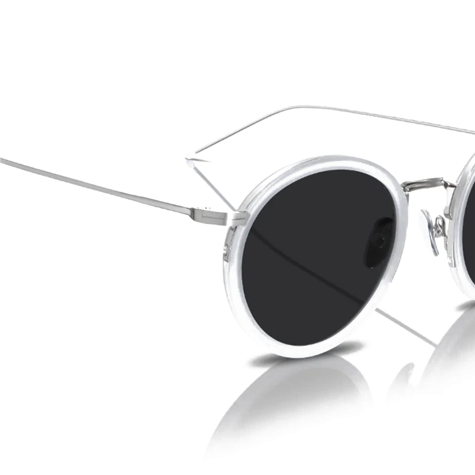 Clara Ultimate Chic Luxury Round Sunglasses – White and Silver Half-Frame with UV400 Protection