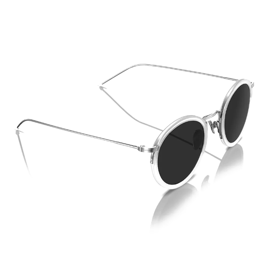 Clara Ultimate Chic Luxury Round Sunglasses – White and Silver Half-Frame with UV400 Protection