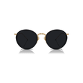 Coco Acetate & Metal Half-Frame Round Sunglasses with UV400 Nylon Lenses