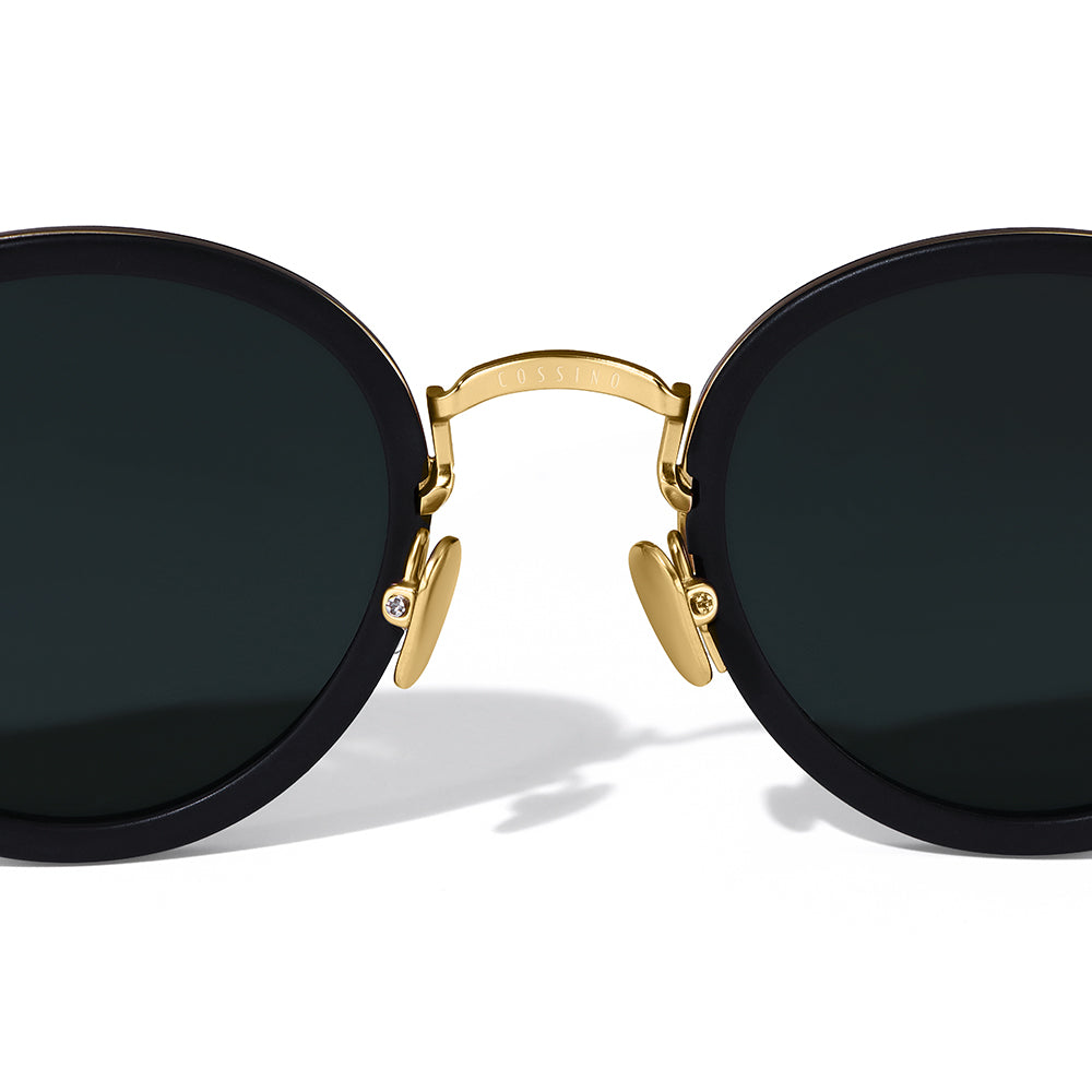Coco Acetate & Metal Half-Frame Round Sunglasses with UV400 Nylon Lenses