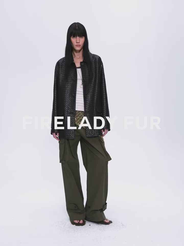 "Rembrandt Night" Spring Woven Leather Jacket Made from Imported New Zealand Lambskin