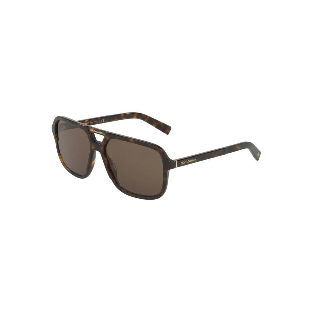 Dolce & Gabbana DG4354 Havana Sunglasses — havana tortoiseshell navigator sunglasses with brown lenses, front view