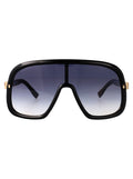 Dsquared2 D2 0119/S Black Shield Sunglasses — black shield sunglasses with gradient lens and gold temple detail, front view