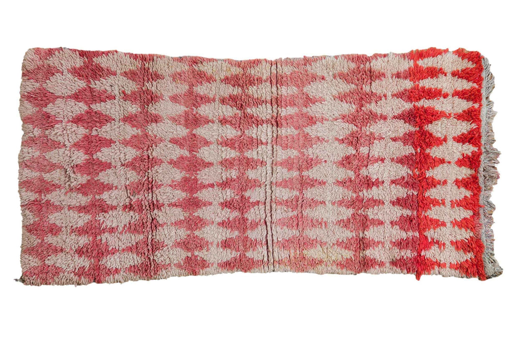 Vintage Moroccan Rug 3 ft x 5.5 ft Hand-Knotted Argyle Diamond Pattern