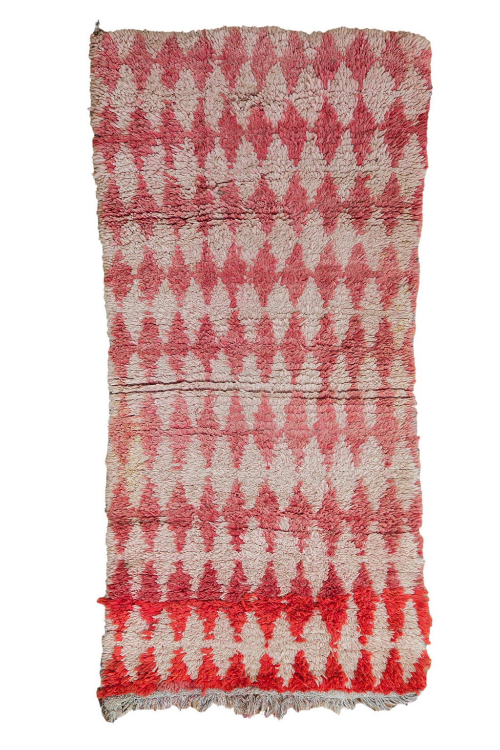 Vintage Moroccan Rug 3 ft x 5.5 ft Hand-Knotted Argyle Diamond Pattern
