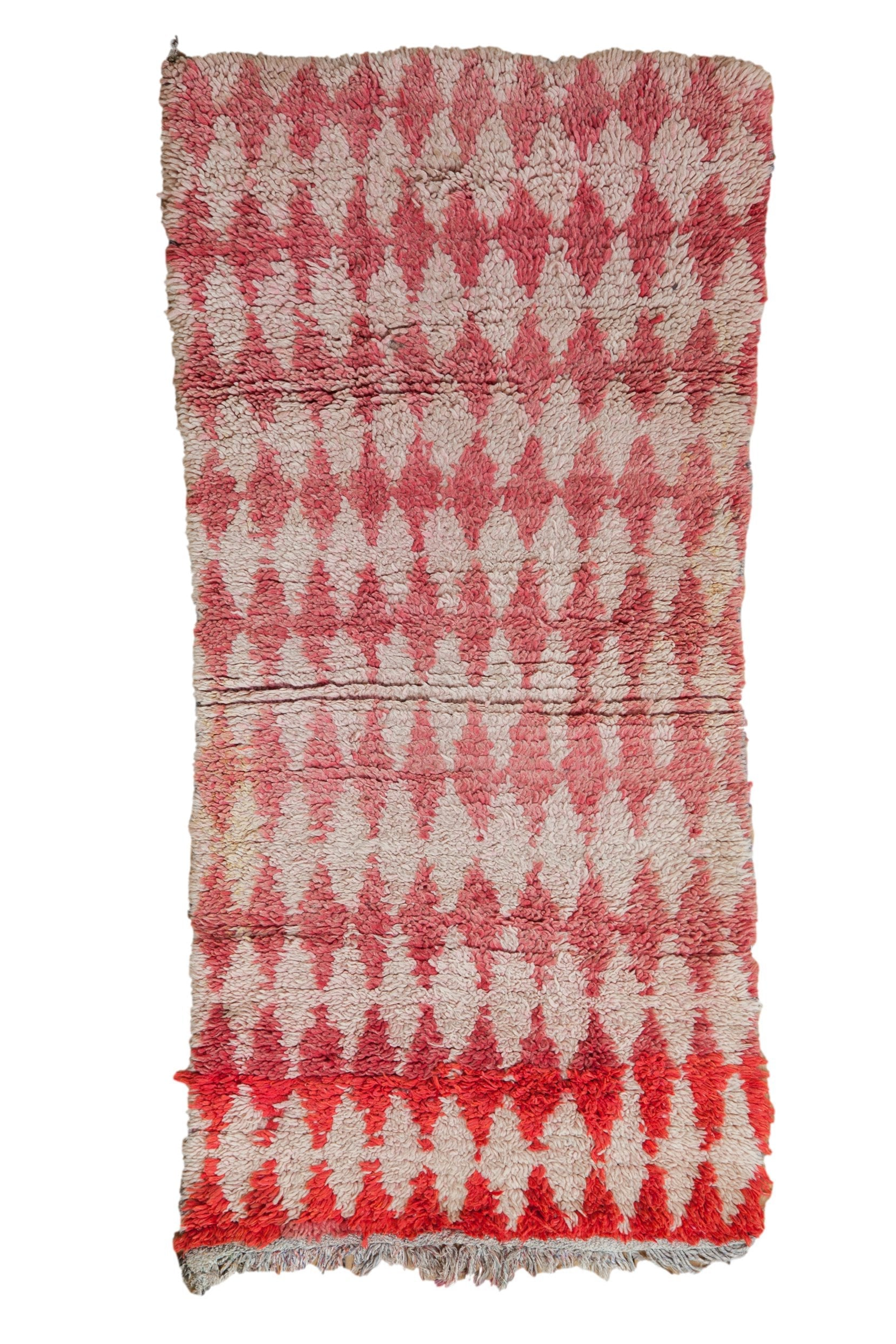Vintage Moroccan Rug 3 ft x 5.5 ft Hand-Knotted Argyle Diamond Pattern