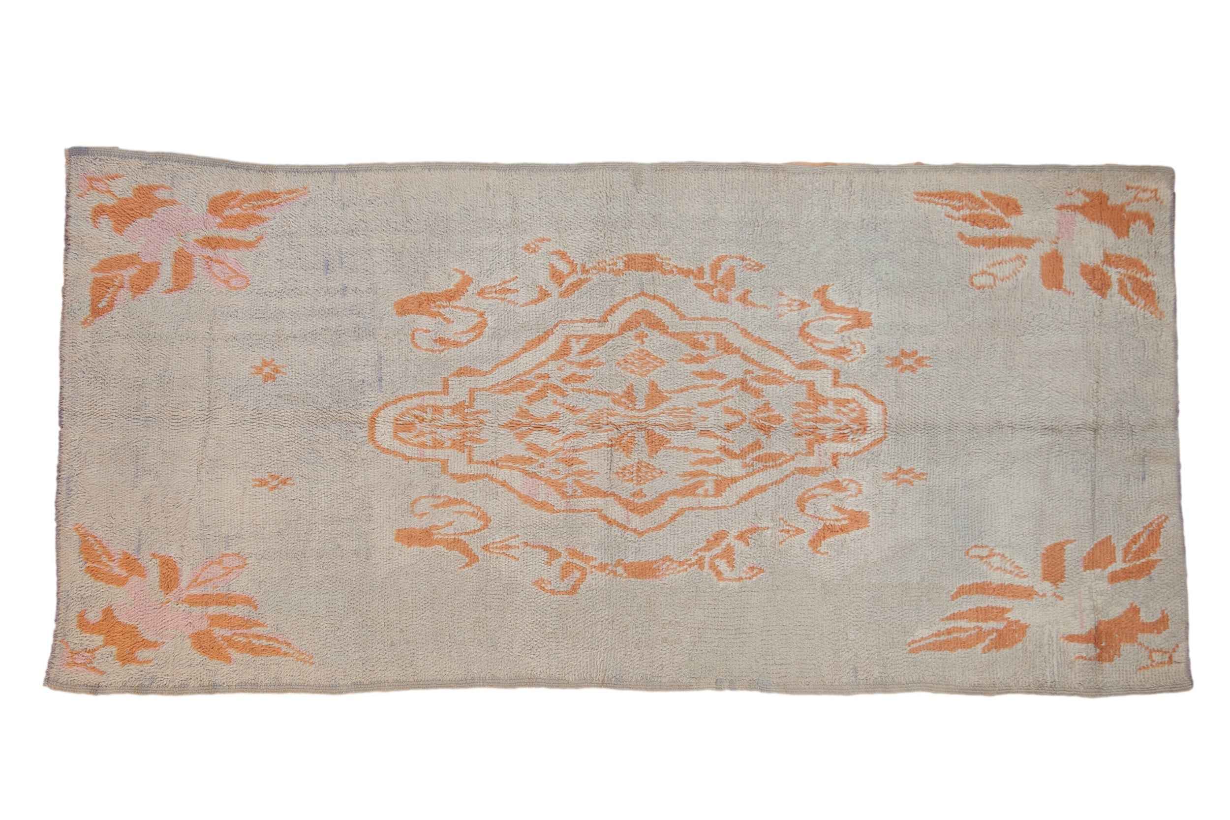 4.5 x 9.5 Vintage Moroccan Rug Runner with Arabesque Floral Medallions