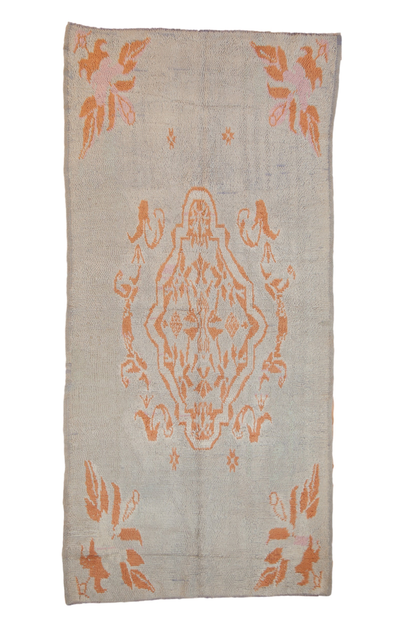 4.5 x 9.5 Vintage Moroccan Rug Runner with Arabesque Floral Medallions