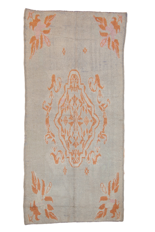 4.5 x 9.5 Vintage Moroccan Rug Runner with Arabesque Floral Medallions