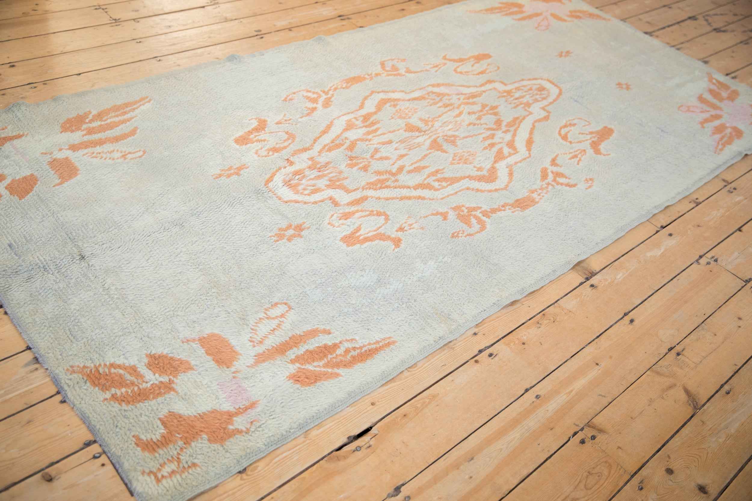 4.5 x 9.5 Vintage Moroccan Rug Runner with Arabesque Floral Medallions