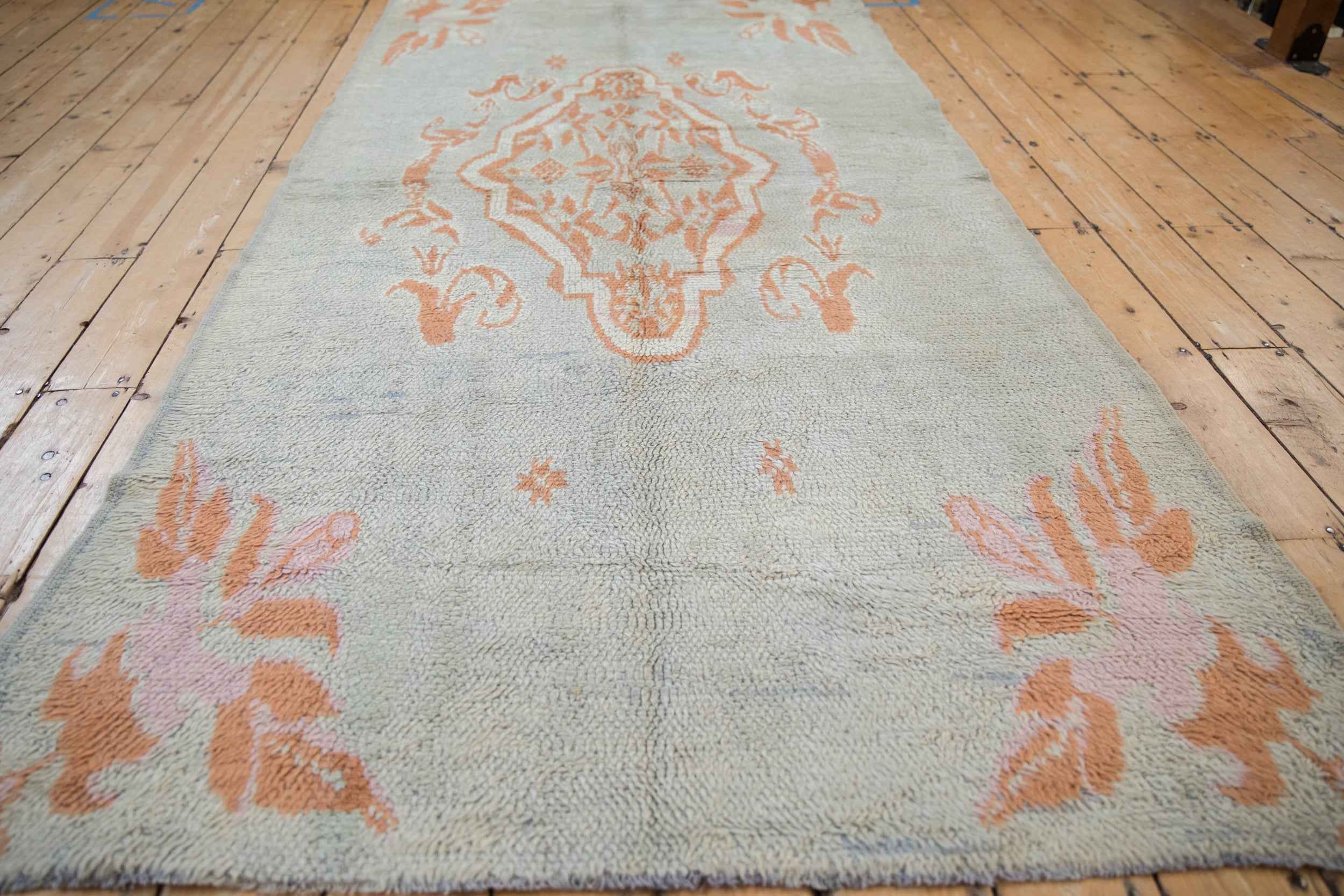 4.5 x 9.5 Vintage Moroccan Rug Runner with Arabesque Floral Medallions