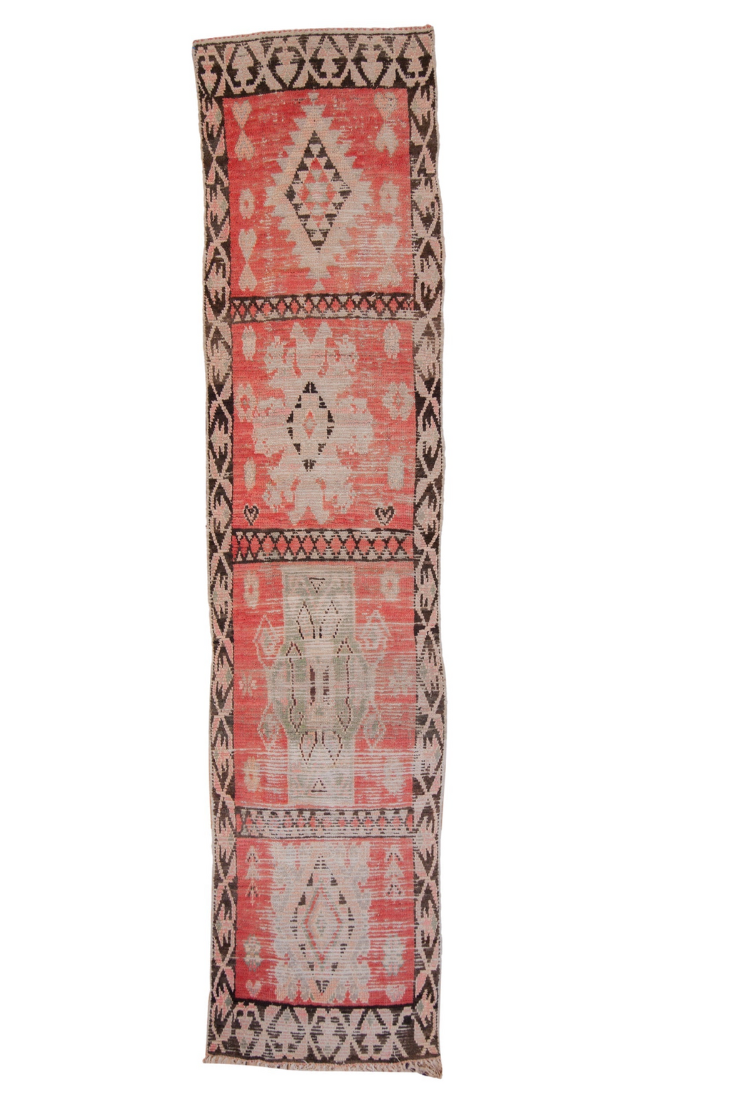 2.5 ft x 11.5 ft Vintage Moroccan Rug Runner with Stylized Medallion Panels
