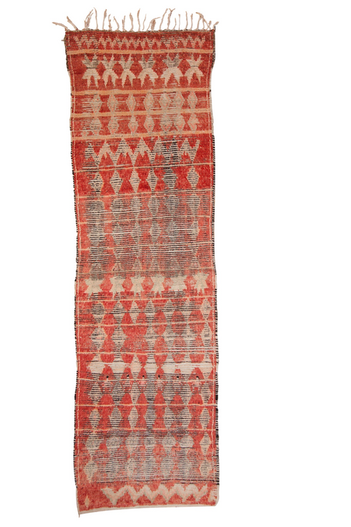 3.5 by 11 Foot Vintage Moroccan Hand-Knotted Rug Runner