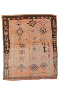 Vintage Moroccan Carpet 5 ft 4 in x 6 ft 4 in Hand-Knotted Mid-Century Design