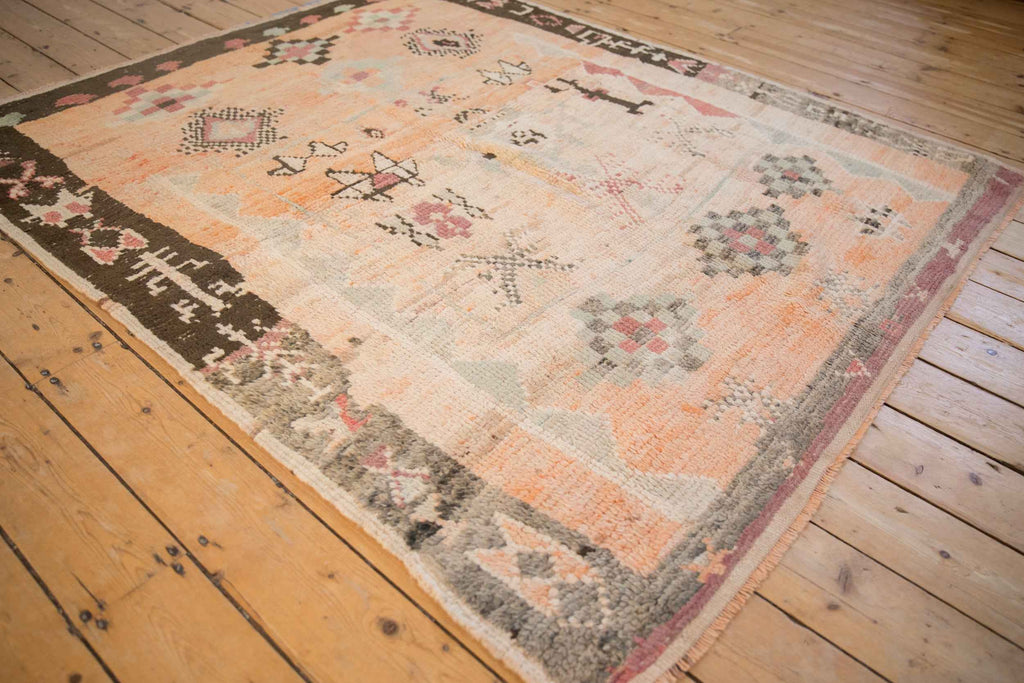 Vintage Moroccan Carpet 5 ft 4 in x 6 ft 4 in Hand-Knotted Mid-Century Design