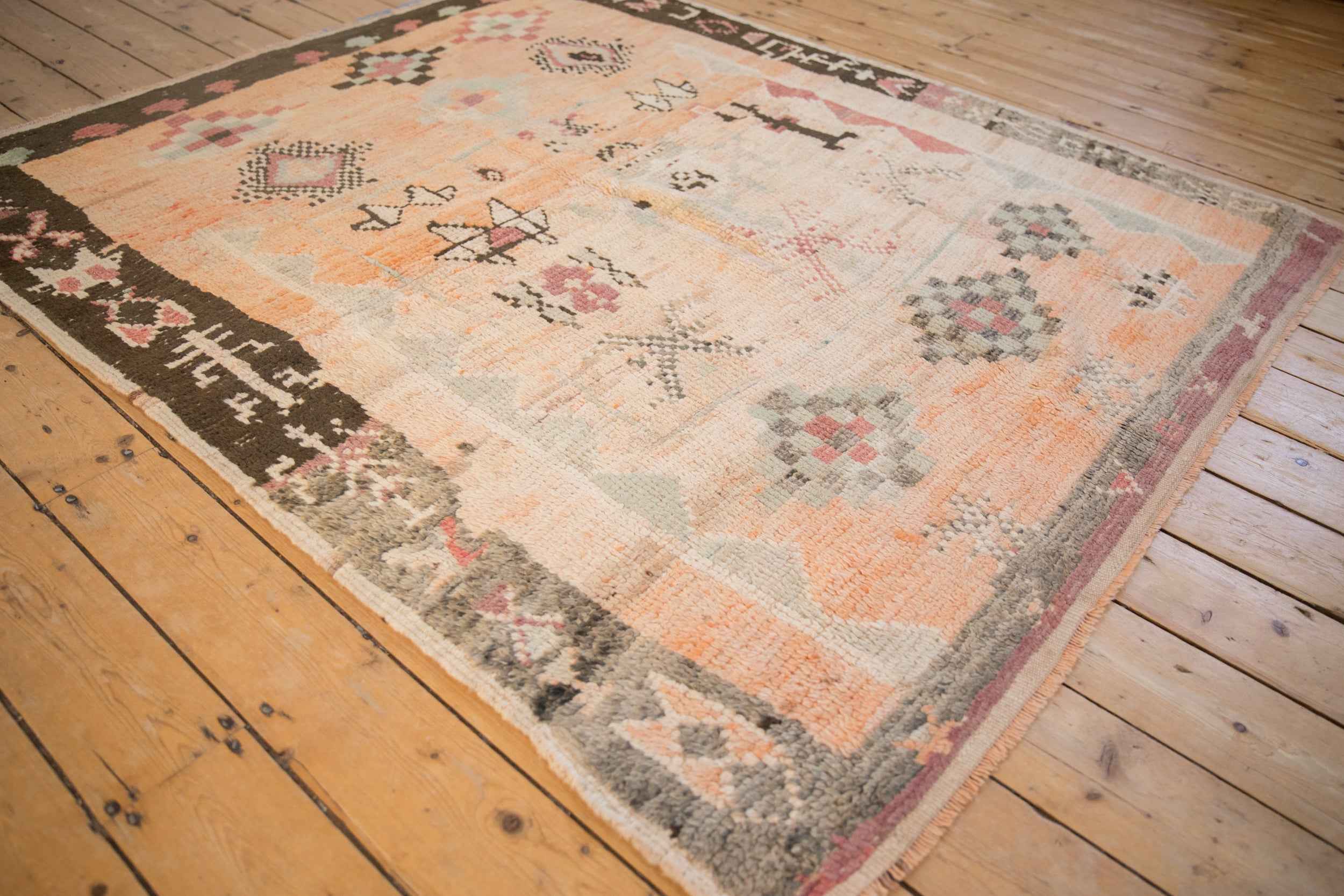 Vintage Moroccan Carpet 5 ft 4 in x 6 ft 4 in Hand-Knotted Mid-Century Design