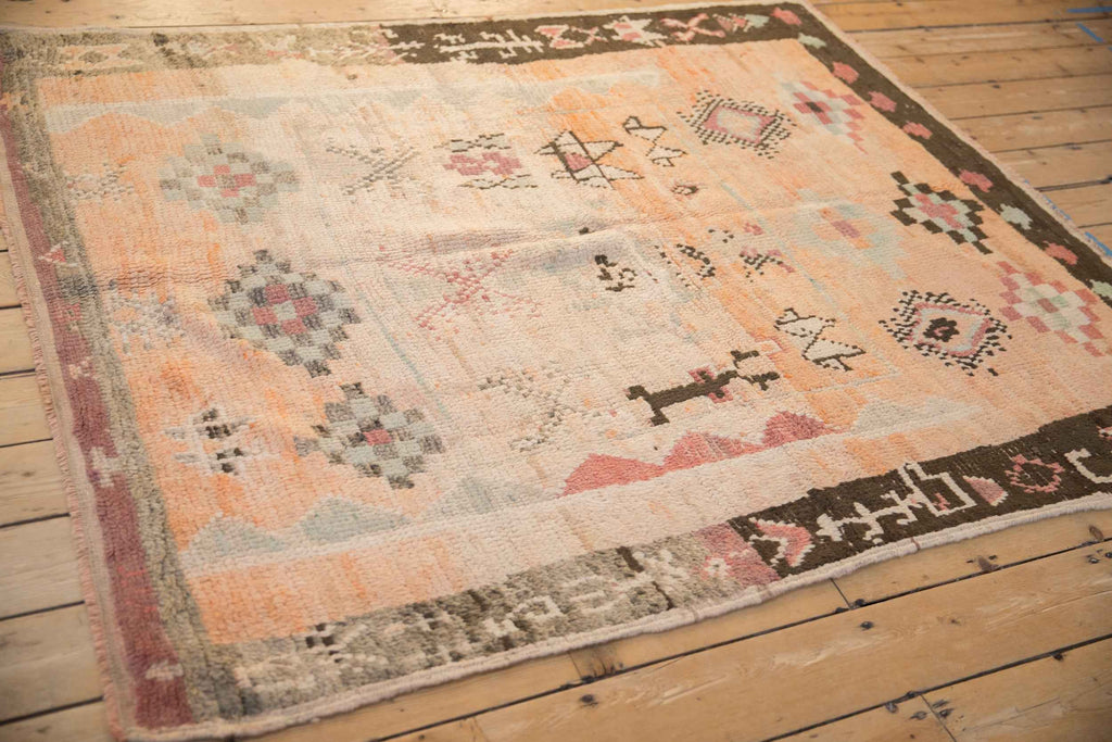Vintage Moroccan Carpet 5 ft 4 in x 6 ft 4 in Hand-Knotted Mid-Century Design