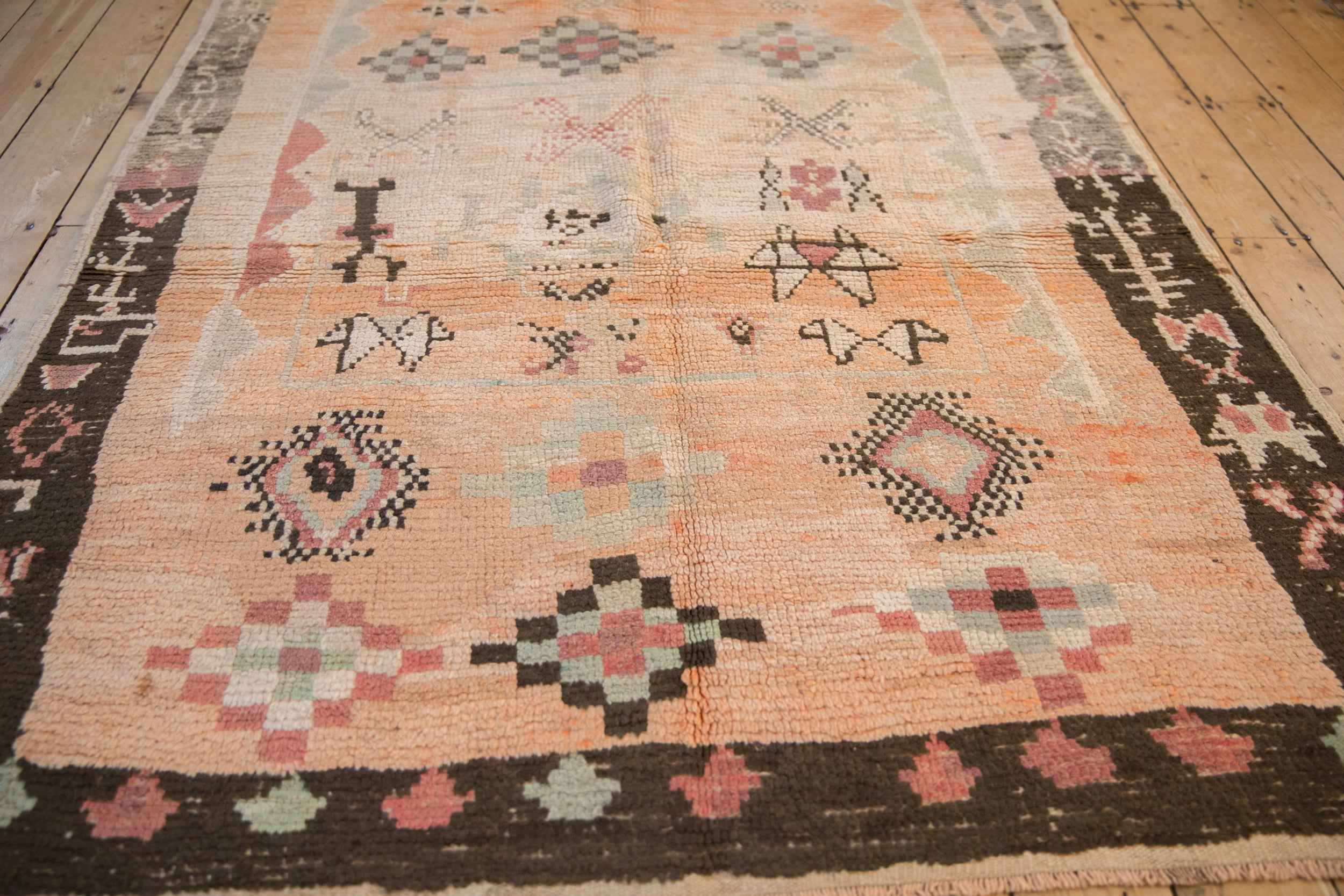Vintage Moroccan Carpet 5 ft 4 in x 6 ft 4 in Hand-Knotted Mid-Century Design